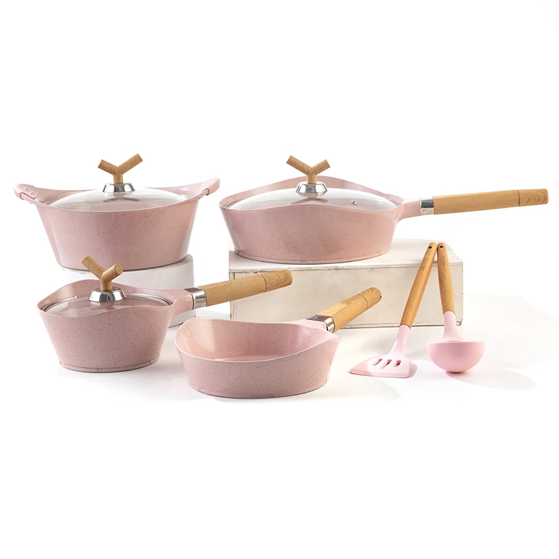 MGC 15 Piece Ceramic Non-Stick Coating Induction Bottom Sauce Pan / Soup Pot /Deep Fry Pan Cookware Set