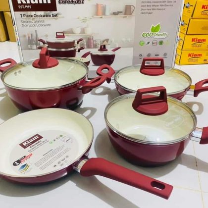7 Piece Ceramic Granite Non Stick Cookware Set (Induction Bottom)