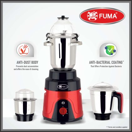 Fuma Hotel Mate – 1600W Mixer Grinder & Blender -Red